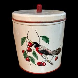 Vintage Red Robin Canister 6 3/4" Maid Of Honor Sears Kitchenware